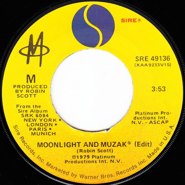 M - Moonlight And Muzak (7", 45 RPM, Single) (Very Good (VG))