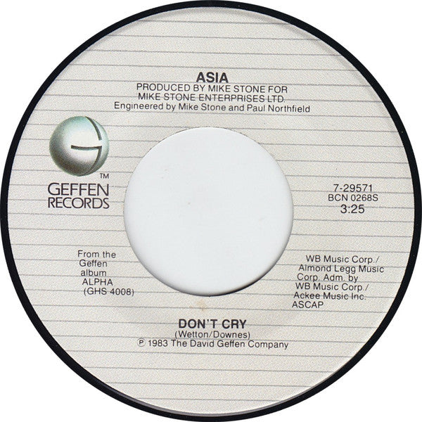 Asia - Don't Cry (7", 45 RPM, Single) (Very Good (VG))