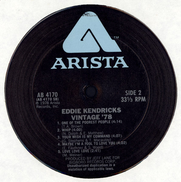 Eddie Kendricks - Vintage '78 (LP, Album) (Very Good Plus (VG+))