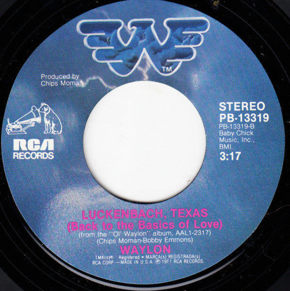 Waylon Jennings & Willie Nelson, Waylon Jennings - (Sittin' On) The Dock Of The Bay / Luckenbach, Texas (Back To The Basics Of Love) (7", 45 RPM, Single, Styrene) (Very Good (VG))
