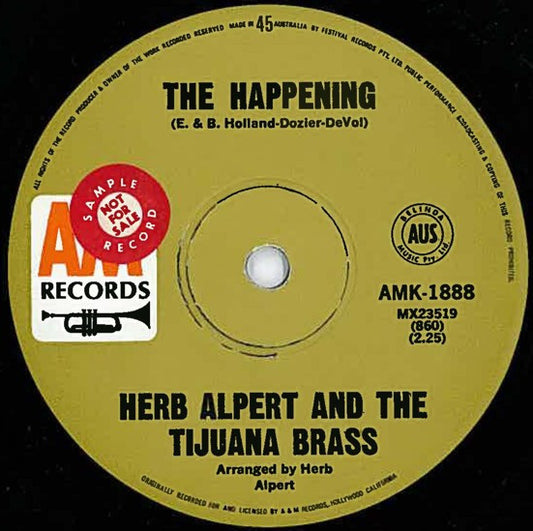 Herb Alpert & The Tijuana Brass - The Happening / Town Without Pity (7", Single, 45 RPM) (Very Good (VG))
