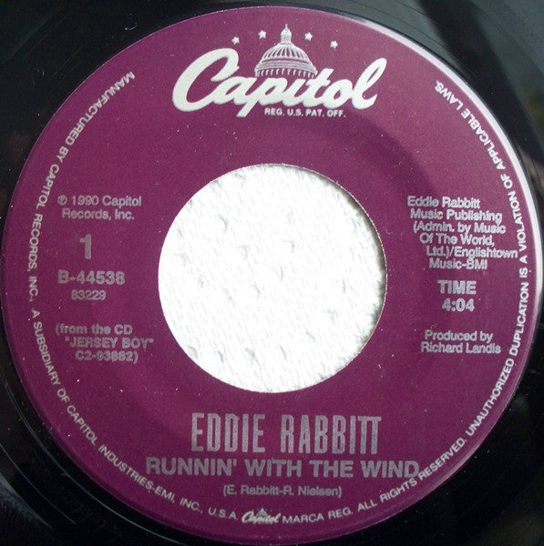 Eddie Rabbitt - Runnin' With The Wind (7", 45 RPM, Single) (Very Good (VG))