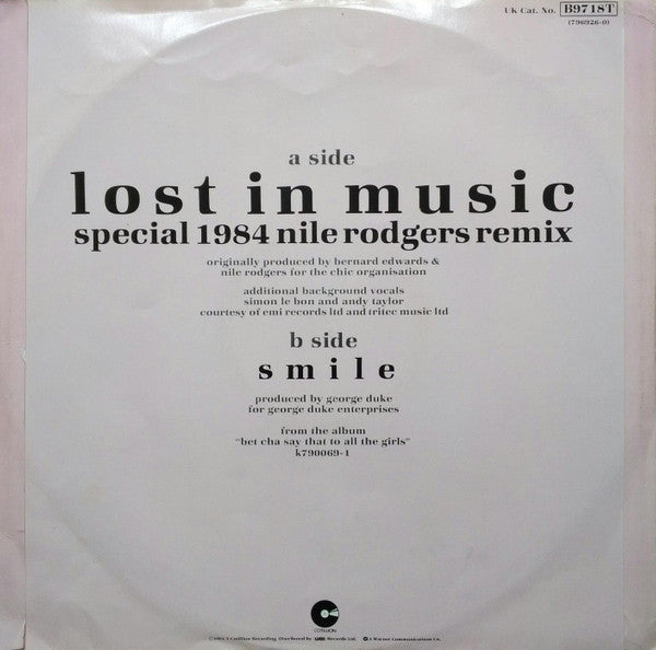 Sister Sledge - Lost In Music (12", 45 RPM, Single, Stereo) (Very Good Plus (VG+))