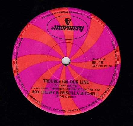 Roy Drusky, Priscilla Mitchell - Yes, Mr. Peters / Trouble On Our Line (7", 45 RPM, Single) (Very Good (VG))