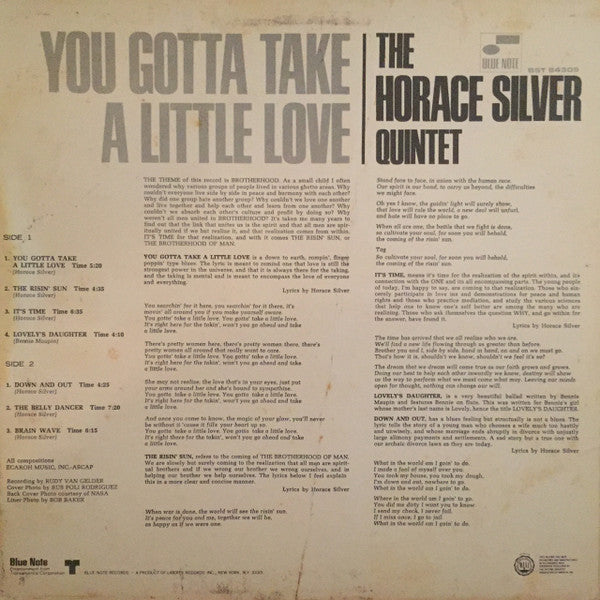 The Horace Silver Quintet - You Gotta Take A Little Love (LP, Album, Stereo) (Very Good (VG))