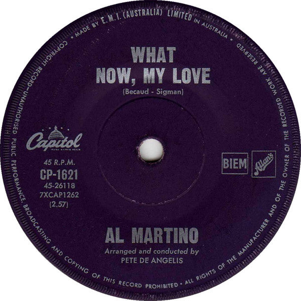 Al Martino - Forgive Me / What Now, My Love (7", 45 RPM, Single) (Very Good (VG))