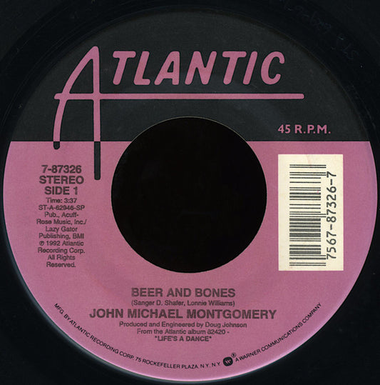 John Michael Montgomery - Beer And Bones / I Love The Way You Love Me (7", 45 RPM, Stereo) (Very Good (VG))
