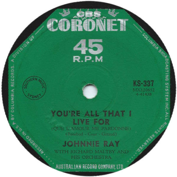Johnnie Ray - I'll Never Fall In Love Again (7", 45 RPM, Single) (Good Plus (G+))