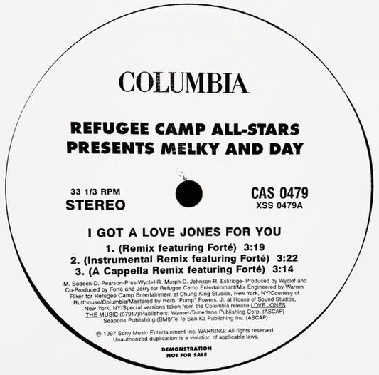 Refugee Camp All Stars, Melky And Day - I Got A Love Jones (Remixes) (12", Promo) (Very Good Plus (VG+))
