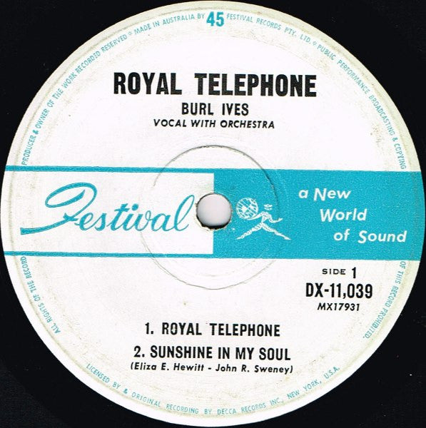 Burl Ives - Royal Telephone (7", EP) (Very Good (VG))