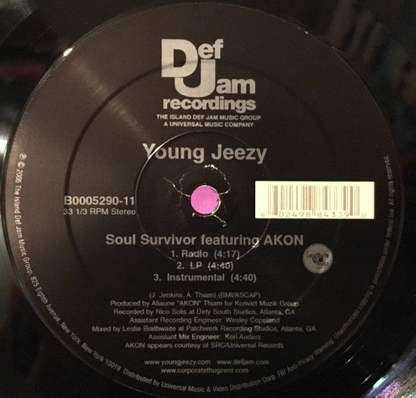 Young Jeezy - Soul Survivor (12", 33 ⅓ RPM, Single, Stereo) (Very Good (VG))
