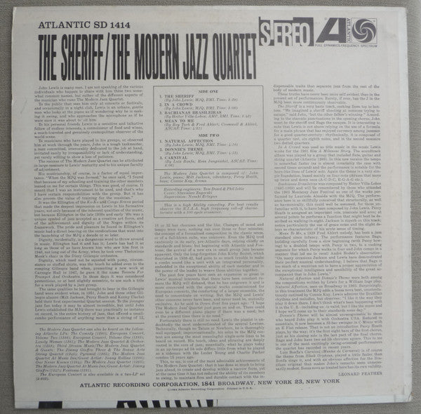 The Modern Jazz Quartet - The Sheriff (LP, Album) (Very Good Plus (VG+))