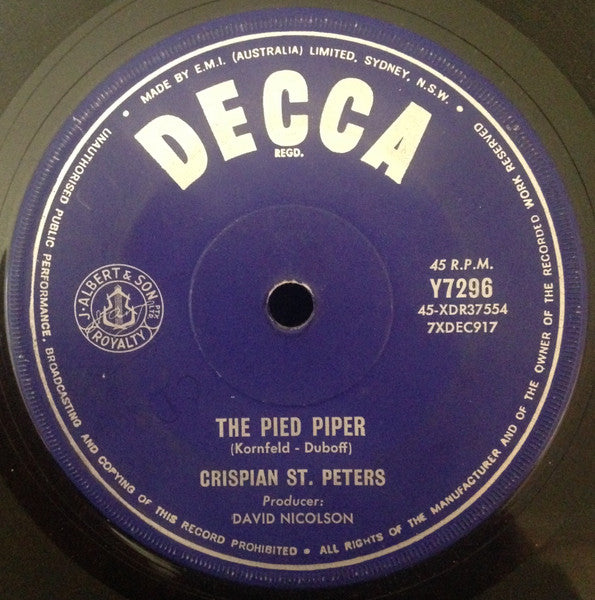 Crispian St. Peters - The Pied Piper (7", 45 RPM, Single, Mono) (Very Good (VG))