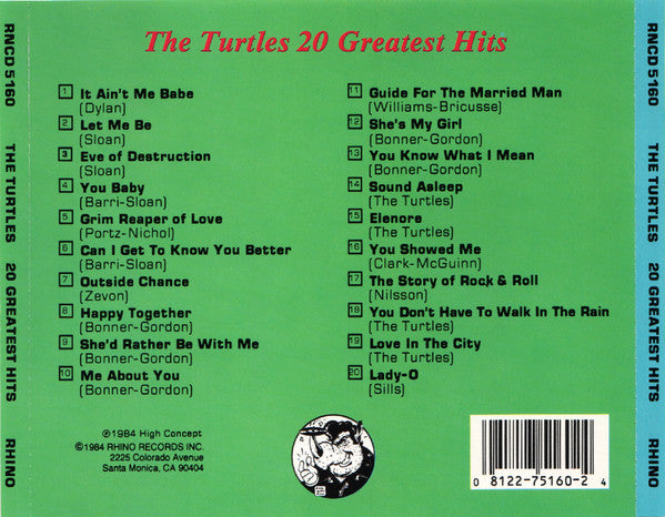 The Turtles - 20 Greatest Hits (CD, Comp, RE) (Very Good (VG))