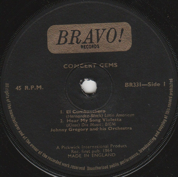 John Gregory And His Orchestra - Concert Gems (7", 45 RPM, EP) (Good Plus (G+))
