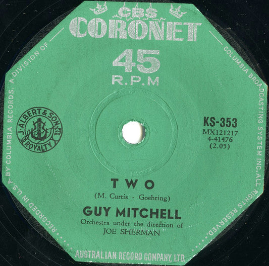 Guy Mitchell - Heartaches By The Number (7", 45 RPM, Single) (Good Plus (G+))