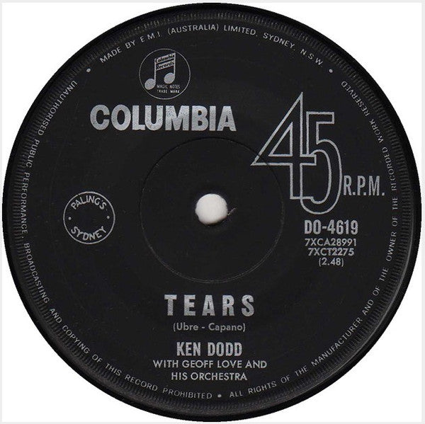 Ken Dodd, Geoff Love & His Orchestra - Tears (7", 45 RPM, Single) (Very Good (VG))