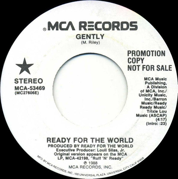 Ready For The World - Gently (7", Promo, 45 RPM, Single, Stereo) (Very Good (VG))