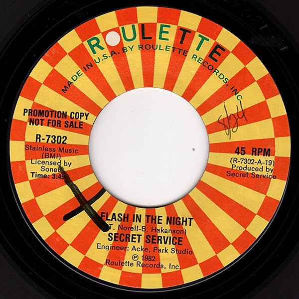 Secret Service - Flash In The Night (7", 45 RPM, Promo) (Very Good (VG))