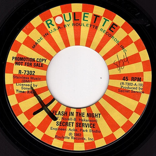 Secret Service - Flash In The Night (7", 45 RPM, Promo) (Very Good (VG))