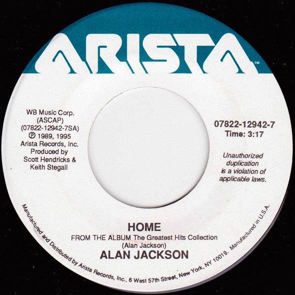 Alan Jackson - Home (7", 45 RPM) (Very Good (VG))