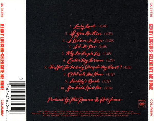 Kenny Loggins - Celebrate Me Home (CD, Album) (Very Good (VG))