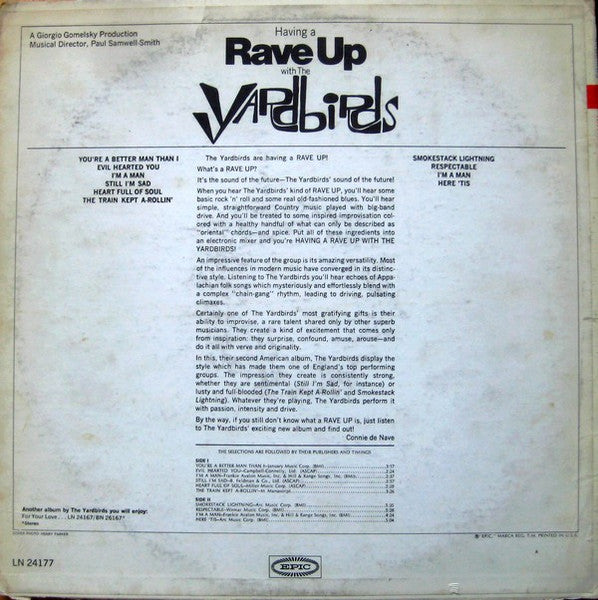 The Yardbirds - Having A Rave Up With The Yardbirds (LP, Album, Mono) (Very Good (VG))