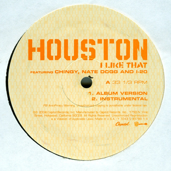 Houston, Chingy, Nate Dogg, I-20 - I Like That (12", 33 ⅓ RPM, Single) (Very Good Plus (VG+))