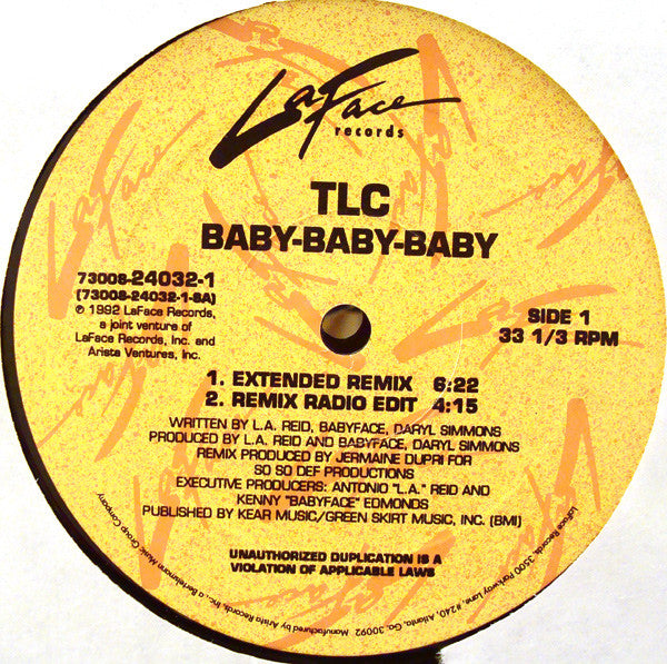 TLC - Baby-Baby-Baby (12", 33 ⅓ RPM, Single) (Very Good Plus (VG+))