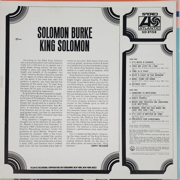 Solomon Burke - King Solomon (LP, Album, Stereo) (Very Good (VG))