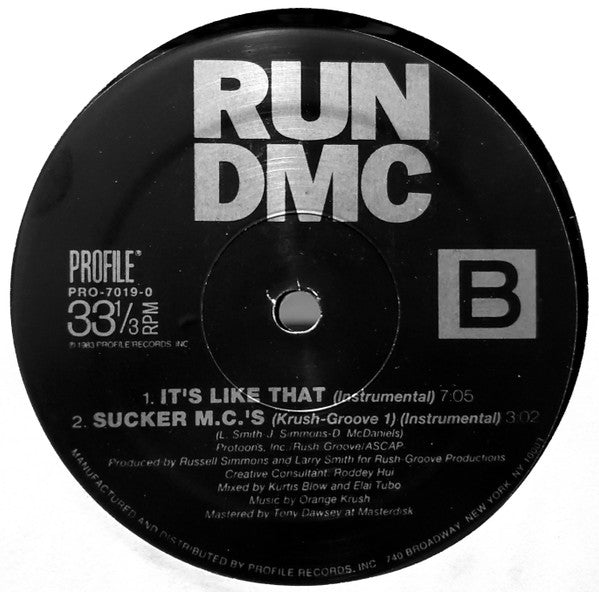 Run-DMC - It's Like That / Sucker M.C.'s (12", 33 ⅓ RPM, RE) (Good Plus (G+))