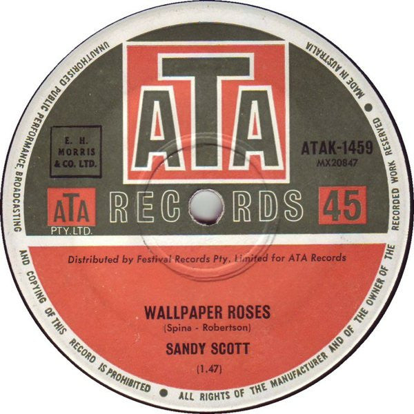 Sandy Scott - Wallpaper Roses (7", 45 RPM, Single) (Good Plus (G+))