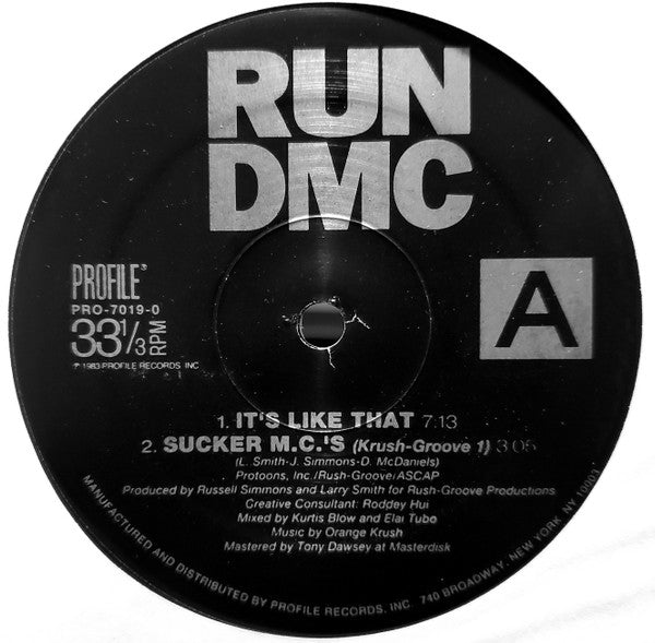 Run-DMC - It's Like That / Sucker M.C.'s (12", 33 ⅓ RPM, RE) (Good Plus (G+))