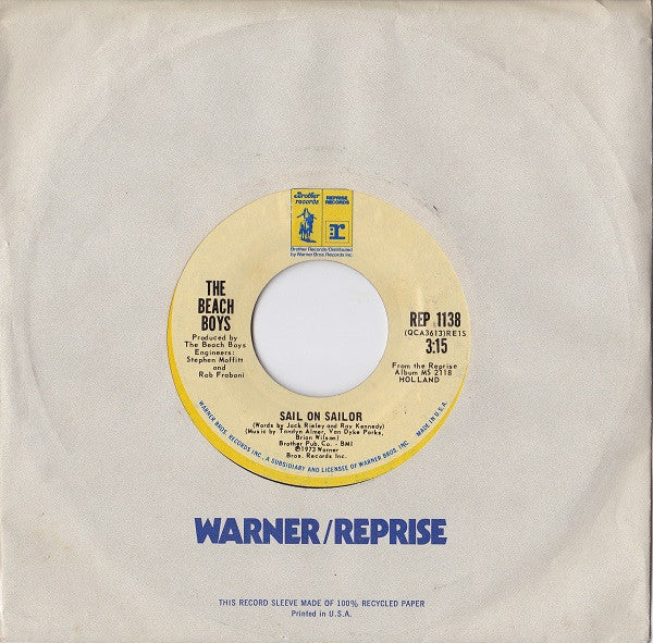 The Beach Boys - Sail On Sailor (7", 45 RPM, Single) (Very Good (VG))