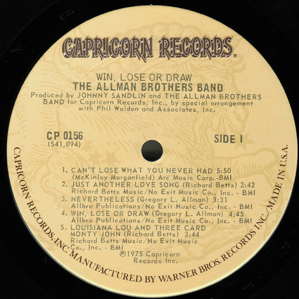 The Allman Brothers Band - Win, Lose Or Draw (LP, Album, Stereo) (Very Good Plus (VG+))