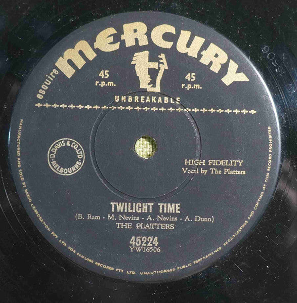 The Platters - Twilight Time (7", 45 RPM, Single) (Good Plus (G+))