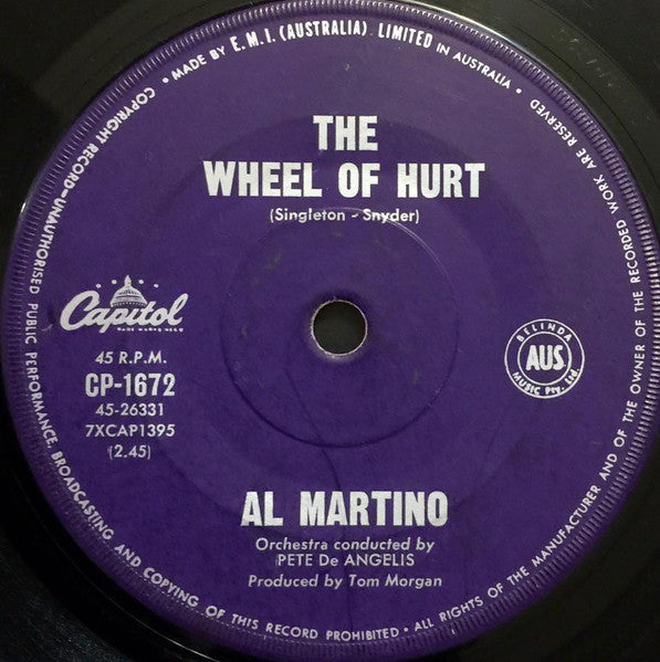 Al Martino - The Wheel Of Hurt / Somewhere In This World (7", 45 RPM, Single) (Very Good (VG))