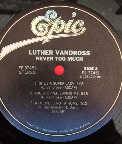 Luther Vandross - Never Too Much (LP, Album) (Very Good Plus (VG+))