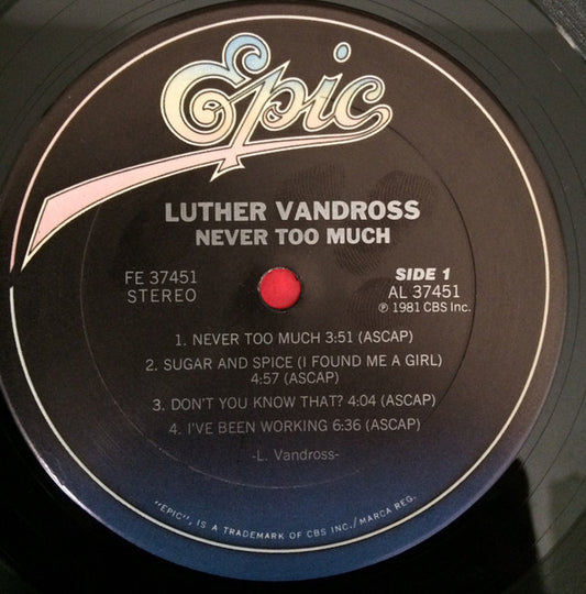 Luther Vandross - Never Too Much (LP, Album) (Very Good Plus (VG+))