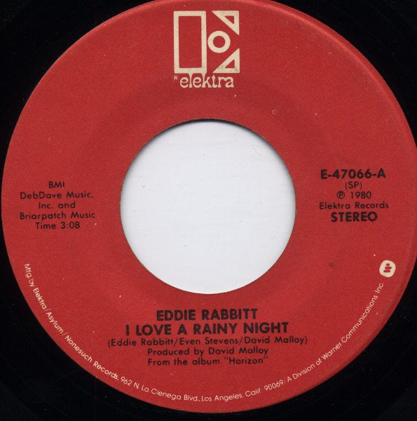 Eddie Rabbitt - I Love A Rainy Night (7", 45 RPM, Single, Stereo) (Very Good (VG))