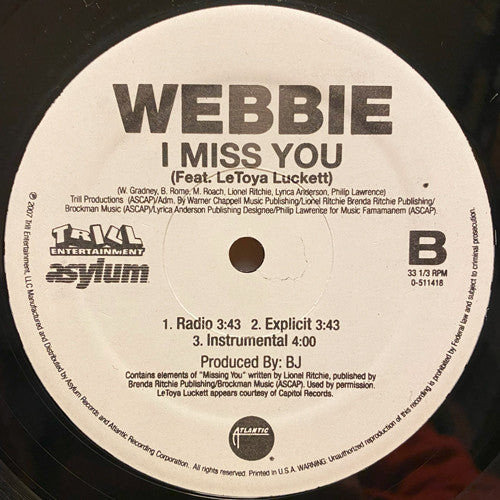 Webbie - Independent / I Miss You (12", 33 ⅓ RPM) (Very Good Plus (VG+))
