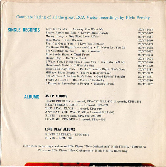 Elvis Presley, The Jordanaires - Playing For Keeps / Too Much (7", 45 RPM, Single, Mono) (Good (G))