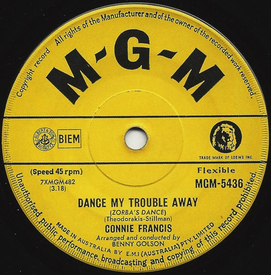 Connie Francis - Somewhere, My Love (7", 45 RPM, Mono) (Very Good (VG))