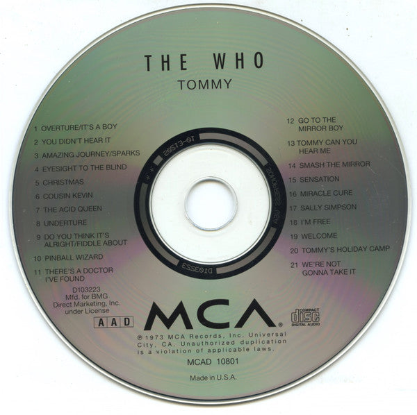 The Who - Tommy (CD, Album, Club, RE, RM) (Very Good (VG))