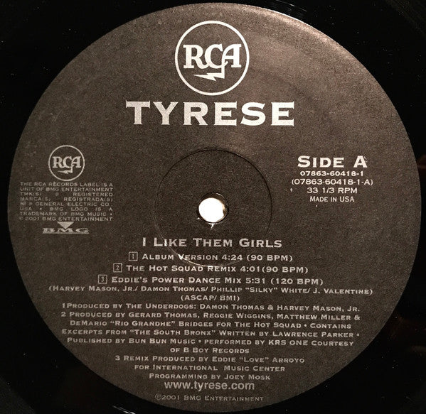 Tyrese - I Like Them Girls (12", 33 ⅓ RPM, Single) (Very Good (VG))