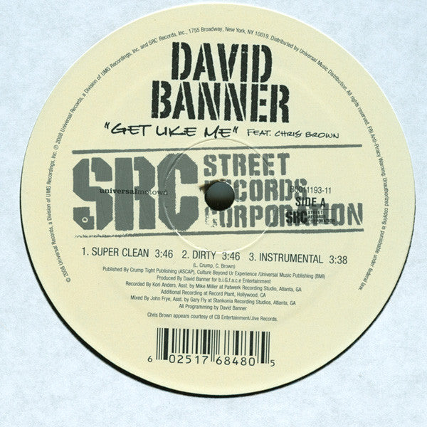 David Banner, Chris Brown - Get Like Me (12") (Very Good Plus (VG+))