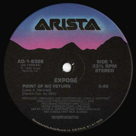 Exposé - Point Of No Return (12", 33 ⅓ RPM, Stereo) (Very Good Plus (VG+))