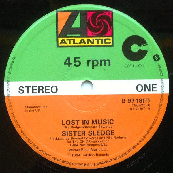 Sister Sledge - Lost In Music (12", 45 RPM, Single, Stereo) (Very Good Plus (VG+))
