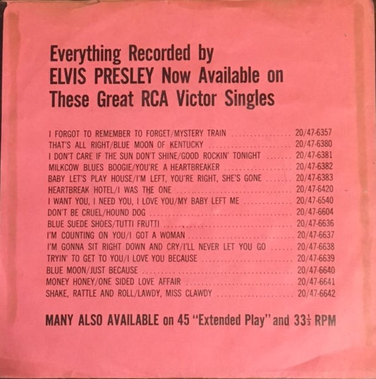 Elvis Presley - Love Me Tender / Anyway You Want Me (7", 45 RPM, Mono) (Good Plus (G+))