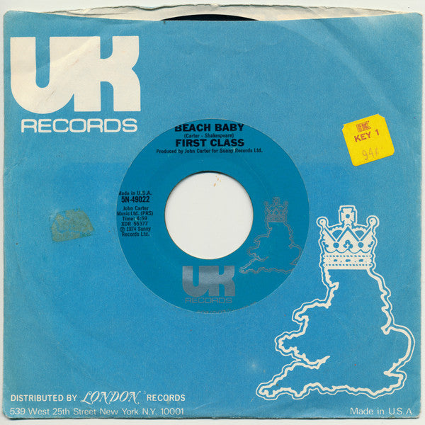 First Class - Beach Baby / Both Sides Of The Story (7", 45 RPM, Styrene) (Very Good (VG))